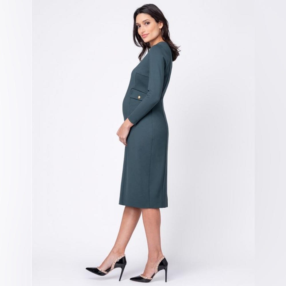 Seraphine forest green maternity dress